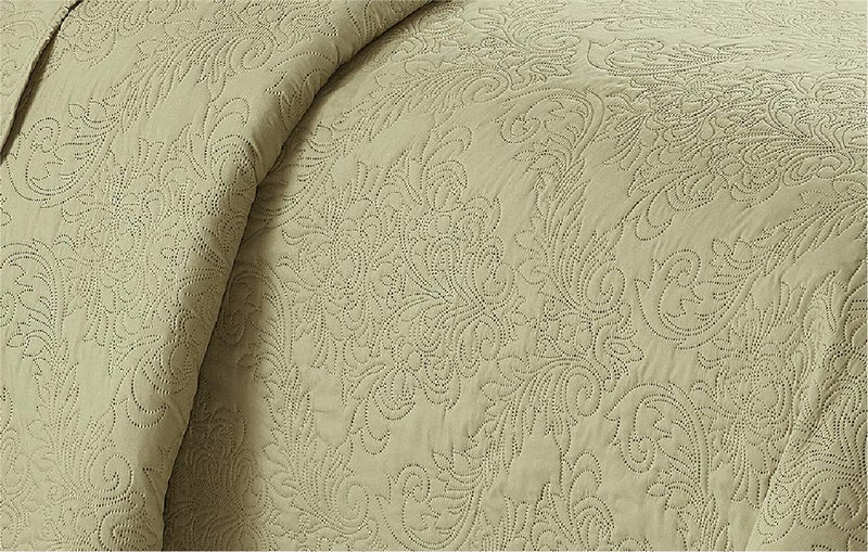 Home Collection 3pc King/Cal King Over Size Elegant Embossed Bedspread Set Light Weight Solid Sage New# Stacy - Image 2